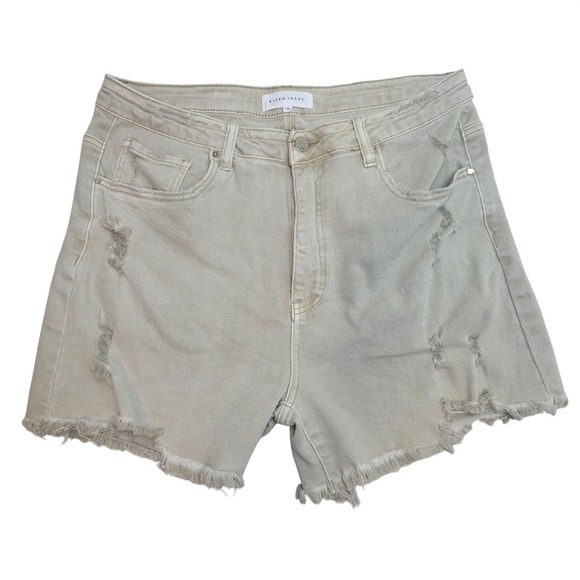 Risen Jeans Pants - Risen Jeans Khaki Tan Distressed Frayed Hem Denim Shorts 1XL RDS6099X